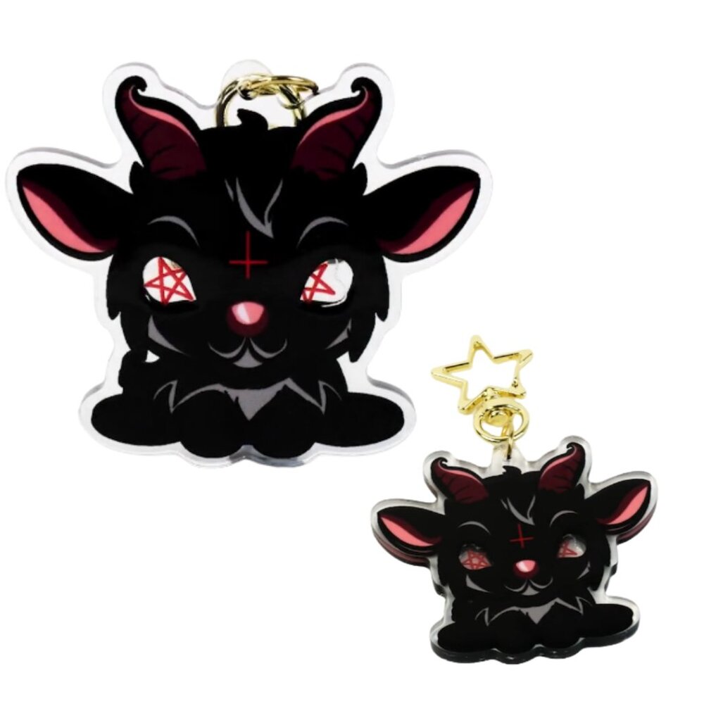 Baby Baphomet – 2-1/2" Acrylic Shaker Keychain – Gothic Curiosity Accessory